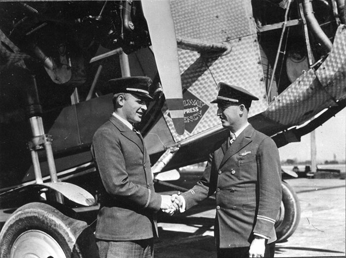 Morehouse (L) and Parker Shaking Hands, Ca. 1929 (Source: Woodling) 