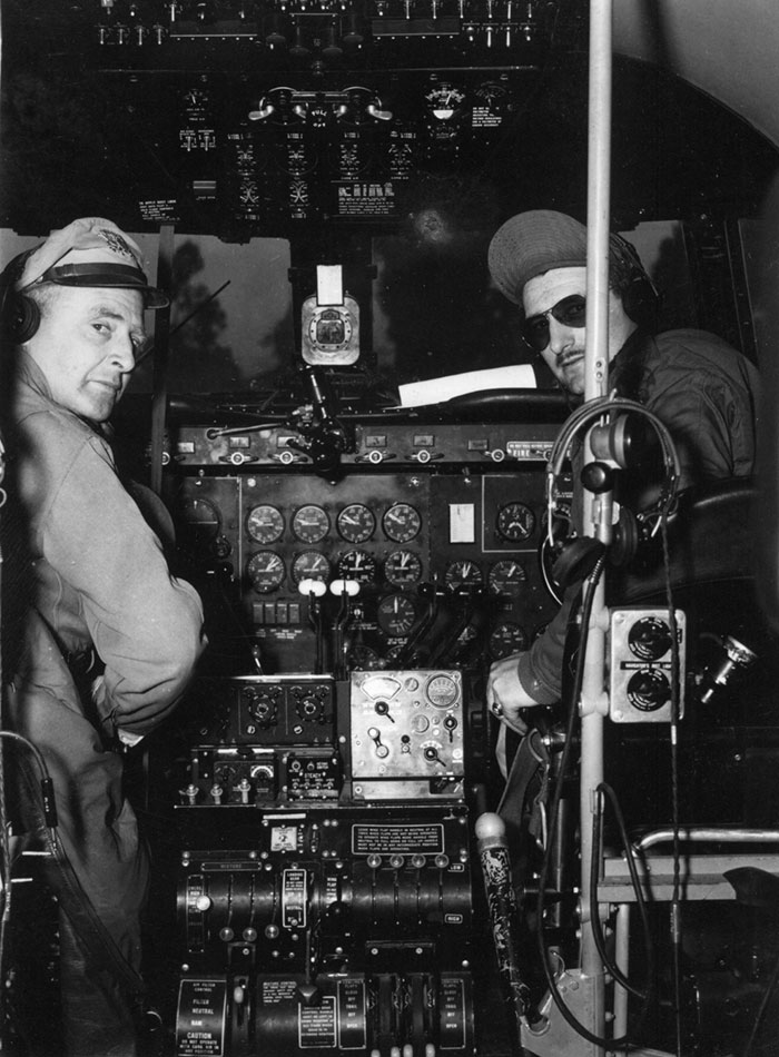 S.A. Morehouse (L) in Cockpit of Douglas C-54 During WWII (Source: Woodling) 