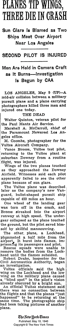 W. Quinton Accident, The New York Times, May 10, 1940 (Source: NYT)