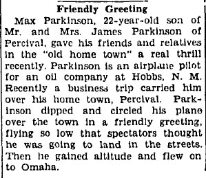 Jefferson (IA) Bee, February 23, 1937 (Source: Parkison Family via Woodling)