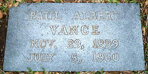 Paul A. Vance, Grave Marker, Houston, TX (Source: findagrave) 